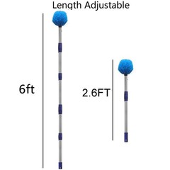 Cobweb Duster w/ 6ft Stainless Steel Pole, Medium-Stiff Bristles, Walls/Ceilings