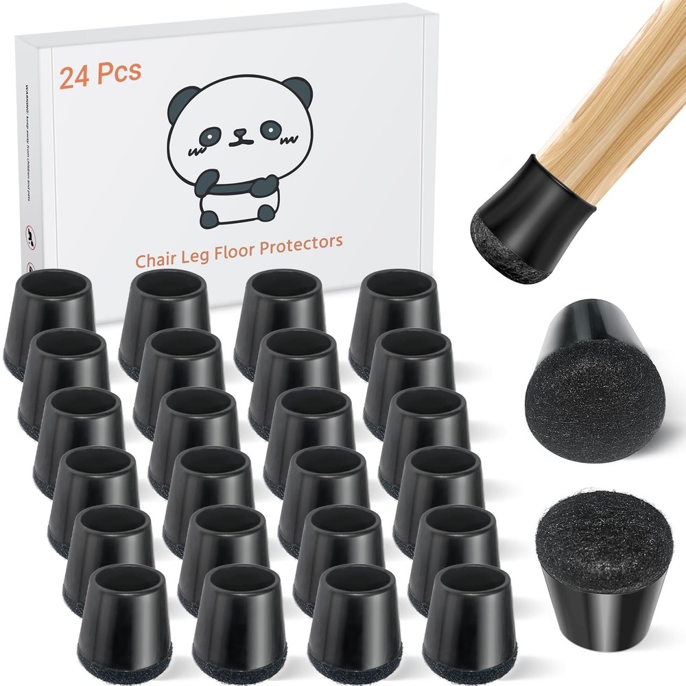Meldel 24 PCS Silicone Chair Leg Floor Extra Small(0.6″-0.8″), 24pcs-black