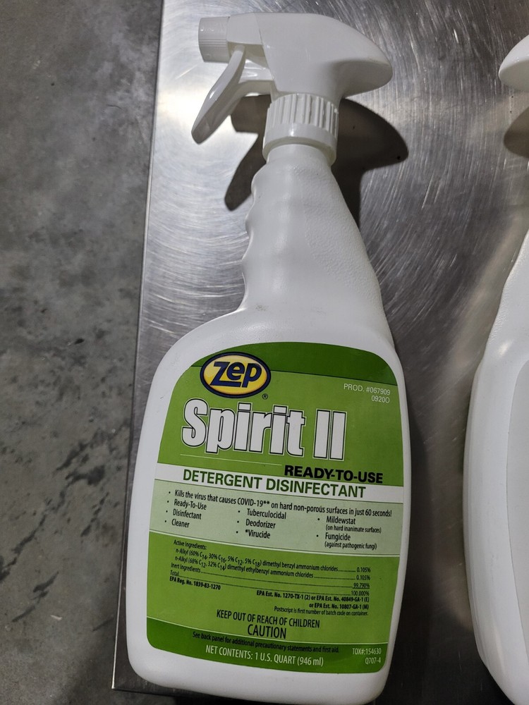Lot Of 9, ZEP Spirit II Detergent Disinfectant Citrus Scent 32 oz Spray Bottle