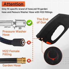 FIXFANS Pressure Washer Gun, Replacement 38 inch+12.2 inch, Black, Red