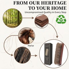 100% 7in Horsehair Shoe Brush Horse Hair Brush for Leather Boots Cleaning Polish