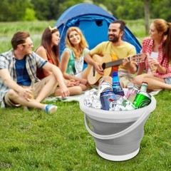 Collapsible Mop Bucket and Ice Bucket-5L(1.3 Gallon) Household 5L, Gray