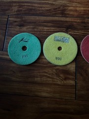 Cyclone wet polish pad 5″ 100 grit, Recon pad. 200 Grit, Xpeed pad 800 grit, +1