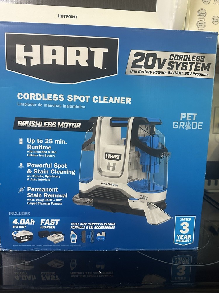HART HPSP25B 20V Cordless Spot Cleaner Kit 4Ah Battery & Charger BRAND NEW