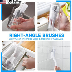 14Pcs Crevice Cleaning Brush Set, V Shape Grout Cleaner for Deep Black