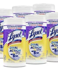 Lysol Dual Action Disinfecting Wipes Citrus/450 Wipes (Pack Of 6)