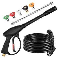 FENG PAI Pressure Washer Gun with 15in Extension Wand & 25FT Hose, 5 Nozzle T…