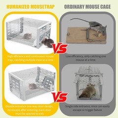 Humane Rodent Trap for Indoor & Outdoor Use – Automatic Multi-Catch Metal Cage