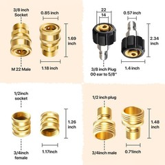 Twinkle Star Pressure Washer Adapter Set, Quick Disconnect Kit, 9 Sets, Brass