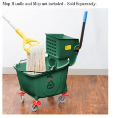 26 QT Green Space Saving Combo Mop Bucket and Side Press Wringer Lavex