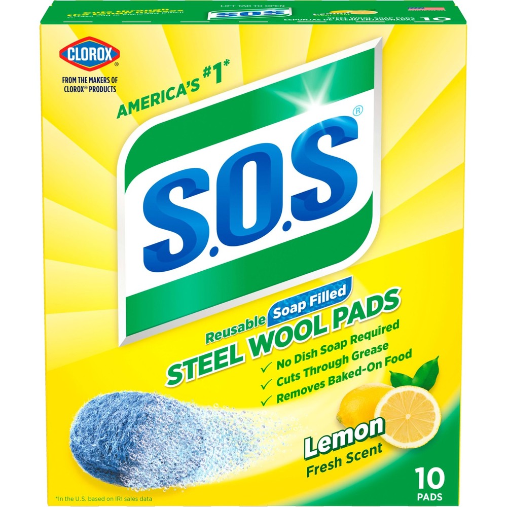 S.O.S Steel Wool Soap Pads, Lemon Fresh, 10 Count 10