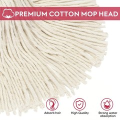 Matthew Cleaning Cotton Mop for 1 Full & 1 Refill Heads (8oz), White