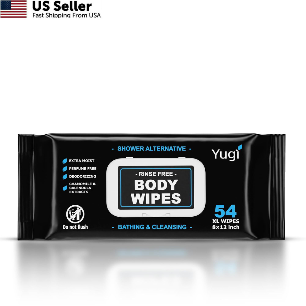 Adult Body Wipes – XL No-Rinse shower, Washcloths, 54 Count (Pack of 1)