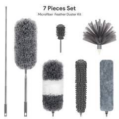 DELUX Microfiber Feather Duster,7 PCS Reusable Bendable Washable 7pc-gray