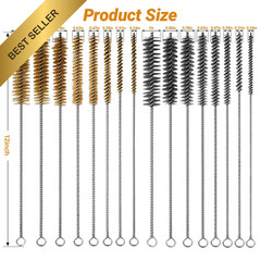 RAWILL 16Pcs Tube Cleaning Brush Brass Stainless Steel Engine Cleaner 12 Inch 8