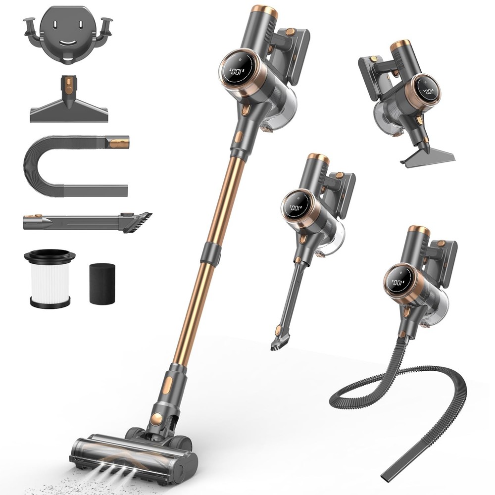 NuYupo Cordless Vacuum Cleaner, 10-in-1 Lightweight Stick with Gold