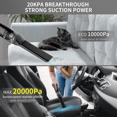 Handheld Car Vacuum Cleaner, Cordless Portable 20KPA Powerful Suction With LE…