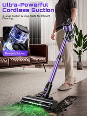 Cordless Vacuum Cleaner, 10 in 1 Stick with Powerful Suction, Purple