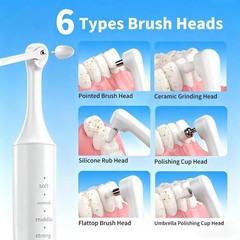 Tooth Polisher, Rechargeable Teeth Whitening Kit with 5 Speed Modes, White