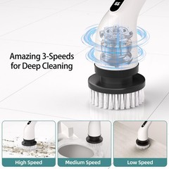Electric Spin Scrubber for Cleaning, 9 in 1 Changeable Bathroom Black&white