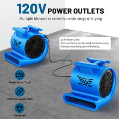Powerful 1.5HP Air Mover Blower Fan – 3 Speeds, 15FT Cord, Adjustable Angles