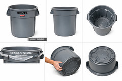 Rubbermaid BRUTE 32 Gallon Trash Can Gray 4 Pack Heavy Duty FG263200GRAY