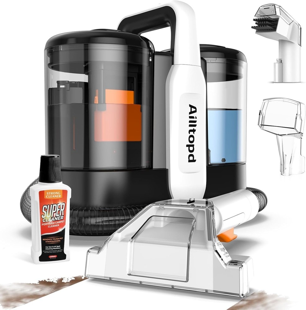 Portable Carpet & Upholstery Spot Cleaner Machine,15Kpa Deep L, Bright Orange