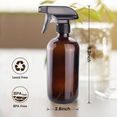 Wedama Amber Glass Spray Bottles, 16 oz Bottles 16 Ounces,