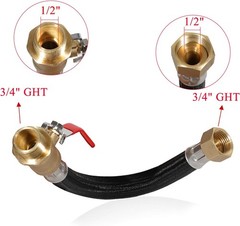 Garden Hose Extension Adapter Short Fitting with Valve,3/4″ GHT Solid Black