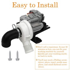 [Upgraded]W10536347 Washer Drain Pump Assembly, Exact for Whirl.pool Black