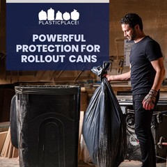 Plasticplace 95-96 Gallon Garbage Can Liners 3 Mil Black Heavy Duty Trash Bags