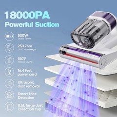 Mxnsewr Ultrasonic Clean,UV Light Handheld Vacuum HEPA Bagless 0.5L Hot Drying