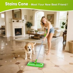 18-Pack Reusable Mop Coral Fleece 18p Sweeper Reusable(Green), Green-18 Pack