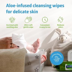 “FitRight Aloe Fragrance-Free Quilted Wet Wipes, 8 x 12 Inches, Pack of 48 Wipes