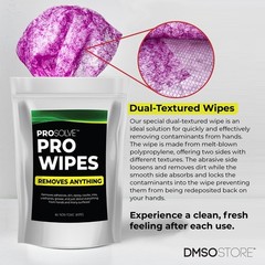 Prosolve Pro Wipes | Industrial Waterless Hand Wipes| 2 Bag (60 count each)