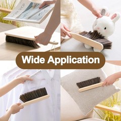Wooden Dust Brush Set 2PCS Soft Bristle Hand Broom for Sofa Bed Car Counter