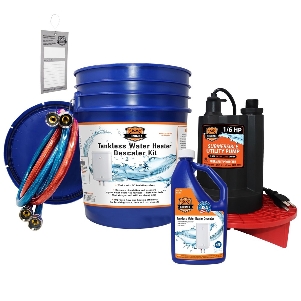 Chromex Tankless Water Heater Flush Kit with NSF 1 Quart, blue,black