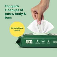 Earth Rated Pet Wipes for Dogs & Cats, Hypoallergenic, Unscented, 100 Count