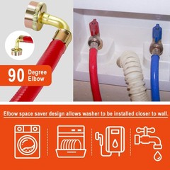 6 FT Washing Machine Hoses with 90 Degree Elbows 6FT-90 Degree, Blue