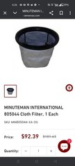 MINUTEMAN INTERNATIONAL 805044 Cloth Filter