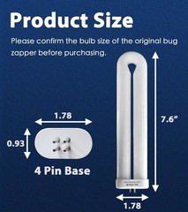 Bug Zapper Replacement Light Bulb 15 Watt, U 7.7×1.6×0.95 inches, White