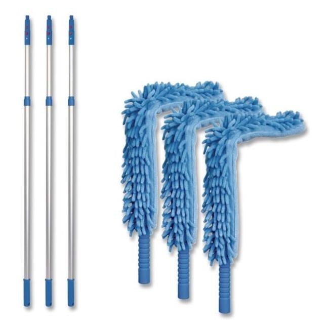 6 ft. Flexible Wand Duster with Telescopic Pole Silver & Blue – Pack of 3