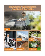 Cordless Portable Washer, 1200 PSI Battery Operated Washer with Brushless Mot…