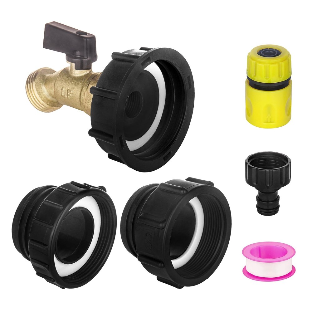 wantmatch IBC Tote Adapter Black handle brass valve, valve