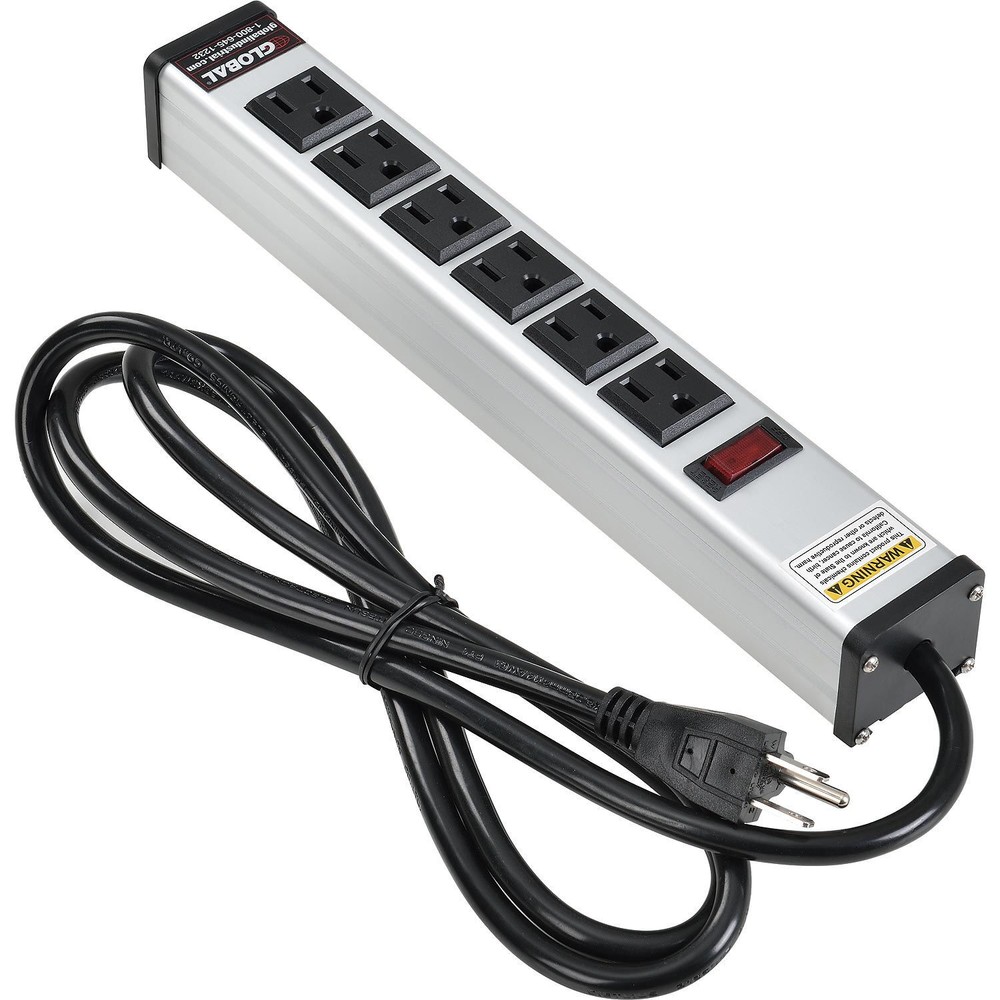 12″ 6 Outlet Aluminum Power Strip with 6-ft Cord ETL/cETL