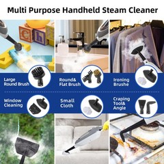 Steam Mop – 10-in-1 MultiPurpose 13.3×6.3×44.7 inches, White&Grey-Steam