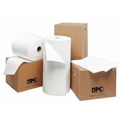 Brady Op315p Sorbent Roll, 19 Gal, 15 In X 150 Ft, Oil, White, Polypropylene