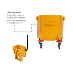 35-Quart Commercial Mop Bucket with Side-Press Wringer, Integrated Pour Spout, a