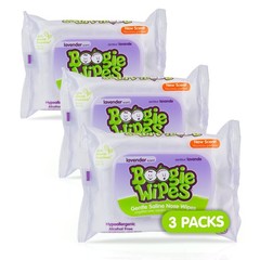 Boogie Wipes Lavender – Pack of 3 (90 Total Wipes)