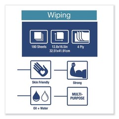 Tork 13247501 12.8 x 16.5 4-Ply Industrial Paper Wiper – BLU/UNSC (180/CT) New